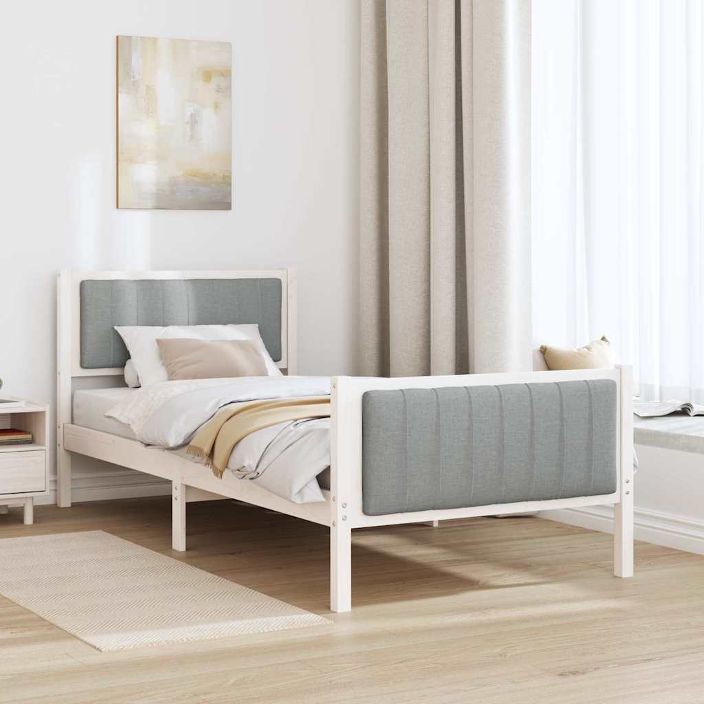 Estrutura da cama branco e cinza claro 90 x 190 cm