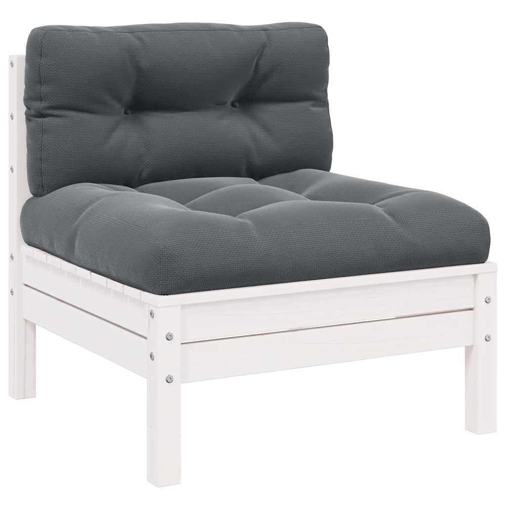 Sofá de jardim 2 lugares com almofadões pinho maciço branco