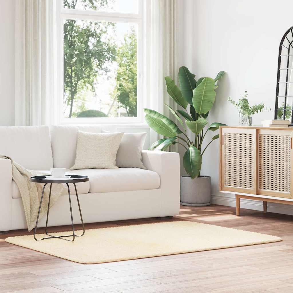 Tapete shaggy de pelo alto navarra 120x170 cm poliéster creme