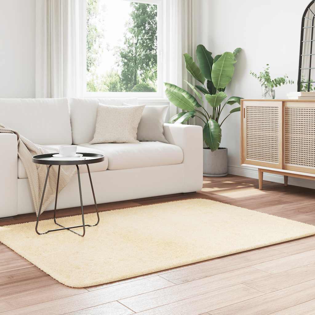 Tapete shaggy de pelo alto navarra 120x170 cm poliéster creme
