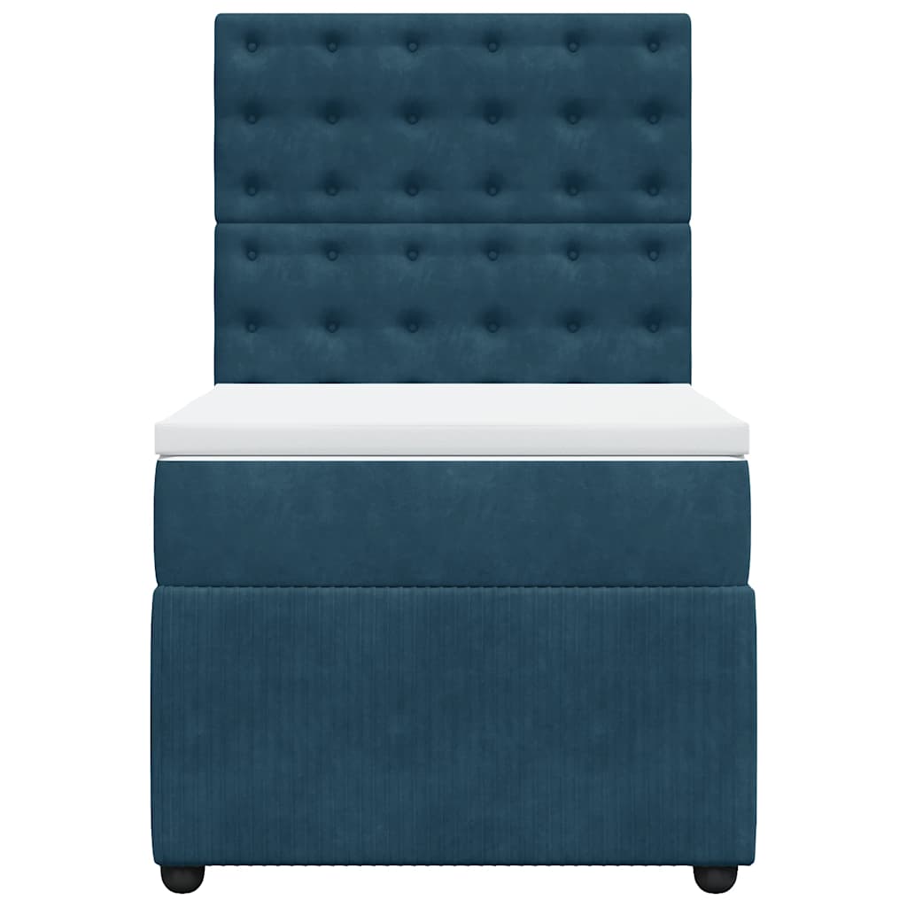 Cama com molas/colchão 80x200 cm veludo azul-escuro