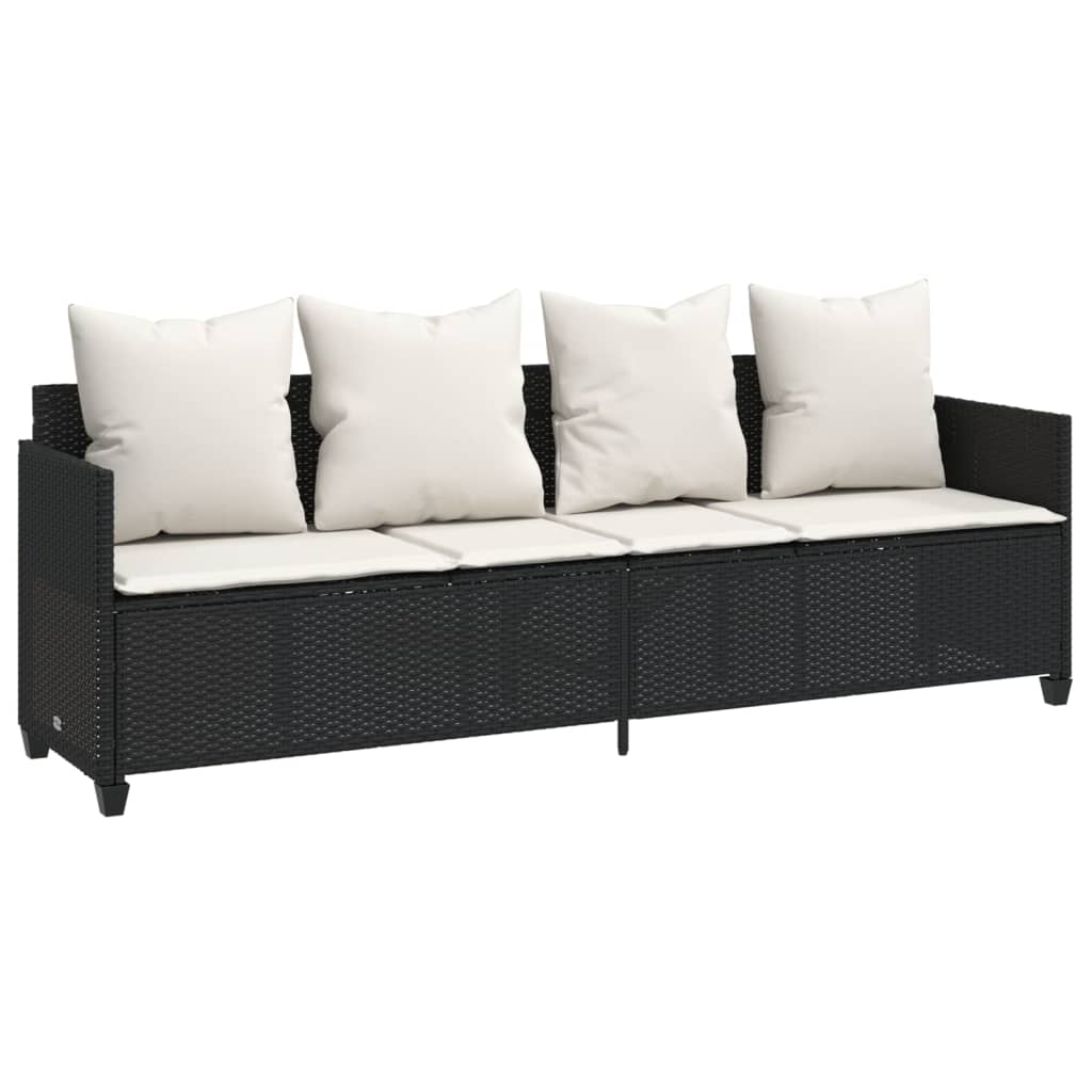 5 Pcs conjunto sofás de jardim com almofadões vime PE preto