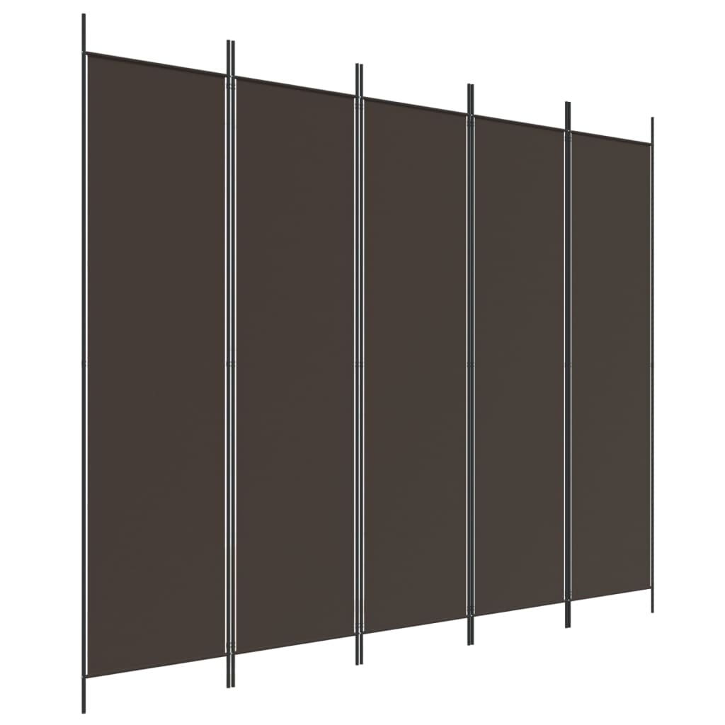 Biombo/divisória com 5 painéis 250x200 cm tecido castanho