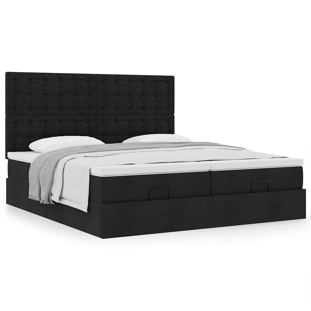 63 / 5,000Vidaxl estrutura de cama otomana com colchões tecido preto