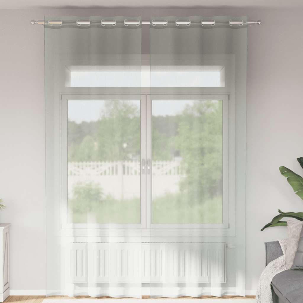 Cortinas de voile com ilhós 2 pcs cinzento-claro 140x300 cm