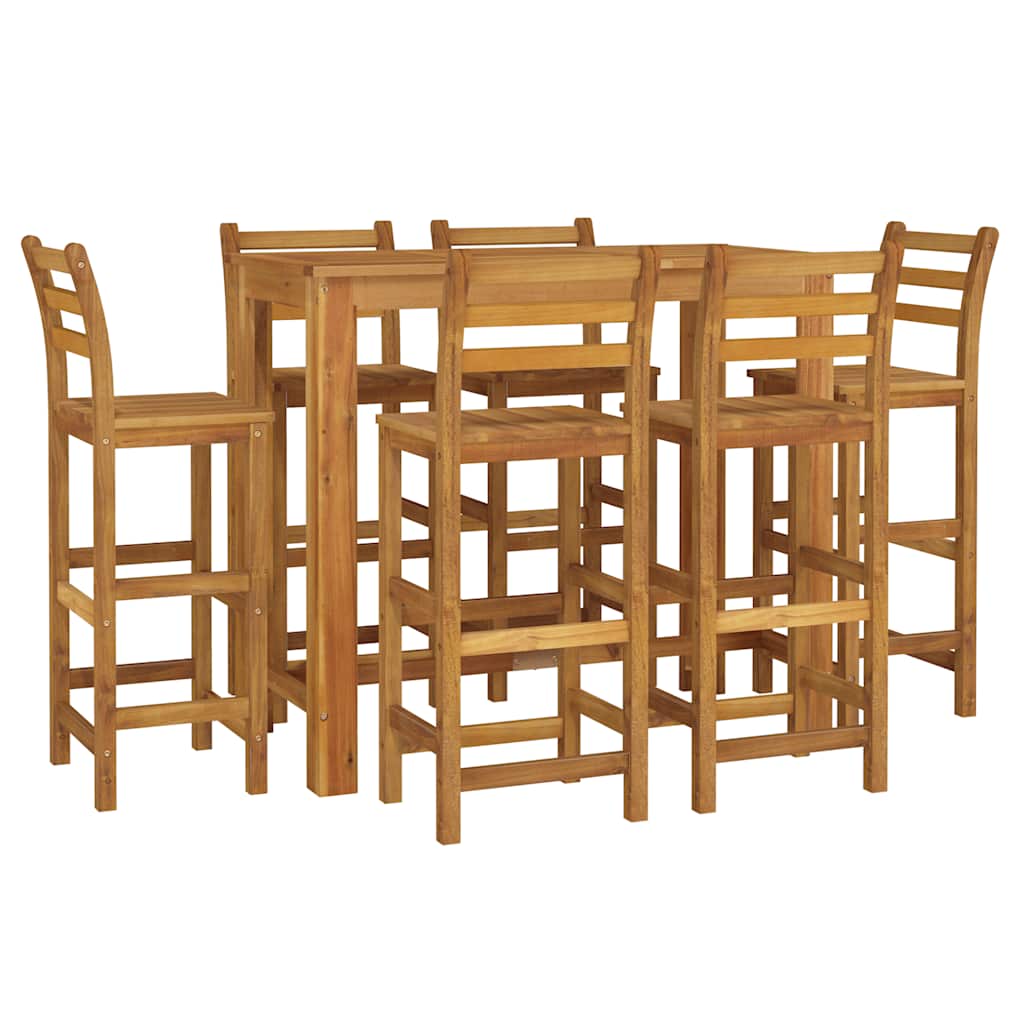 7 Pcs conjunto de bar para jardim madeira de acácia maciça