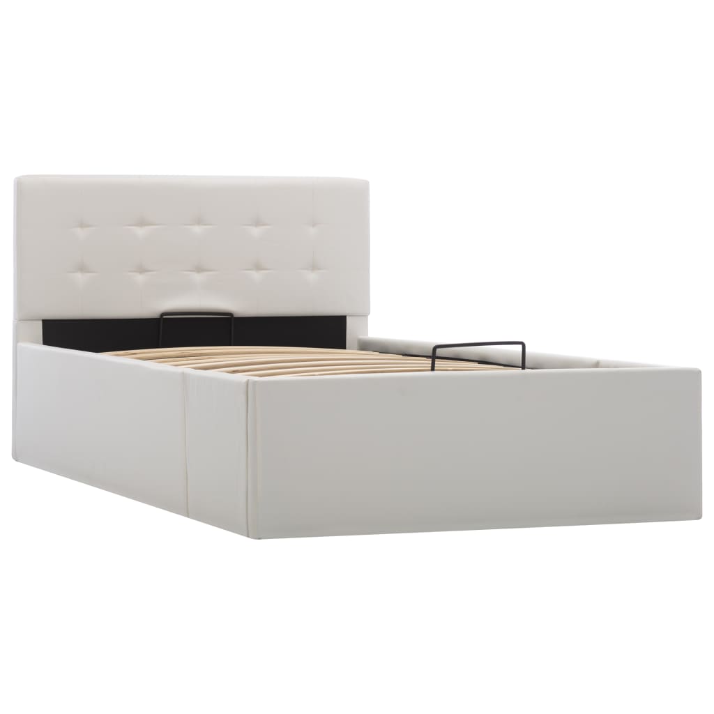 Cama hidráulica c/ arrumação 100x200cm couro artificial branco