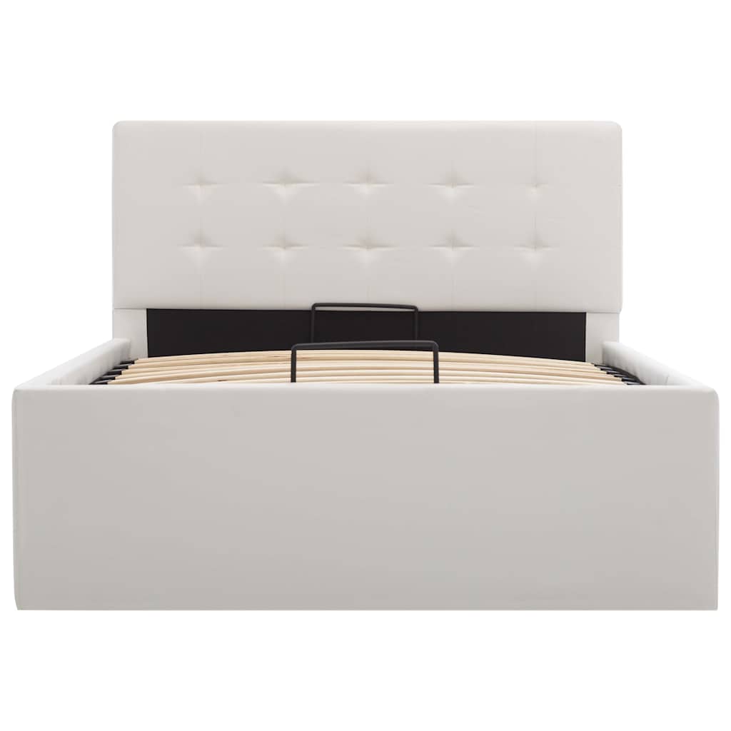 Cama hidráulica c/ arrumação 100x200cm couro artificial branco