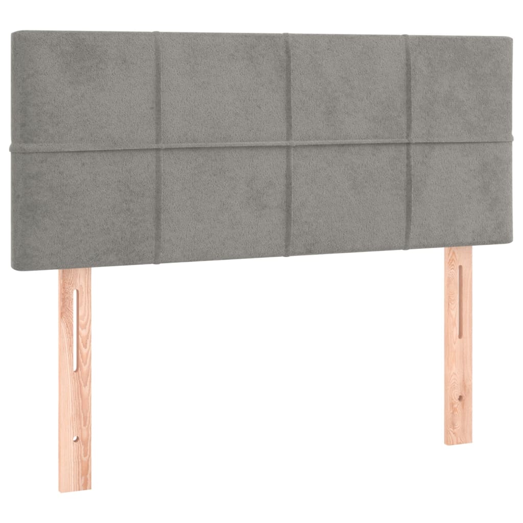Cabeceira de cama c/luzes LED veludo 100x5x78/88 cm cinza-claro