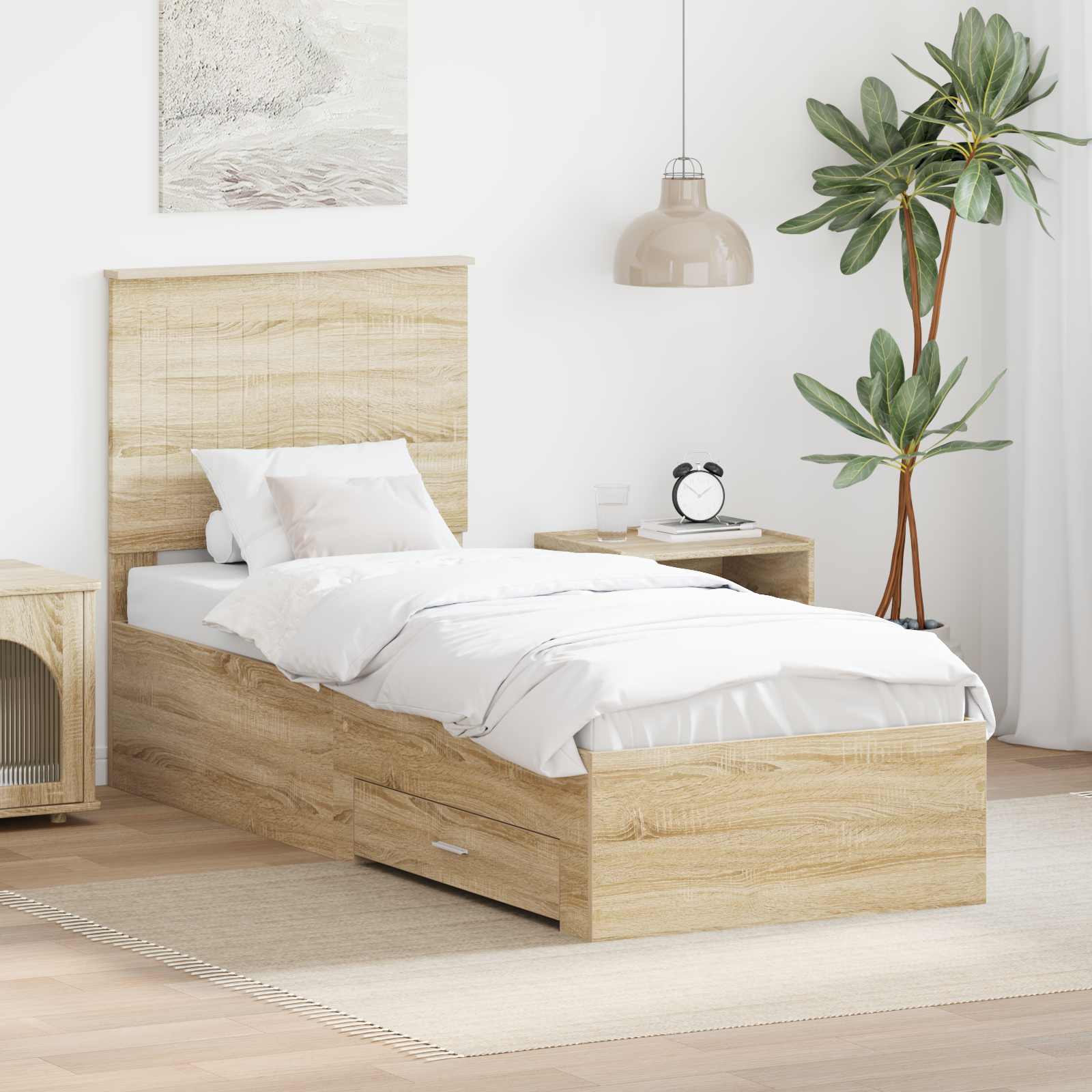 Estrutura da cama carvalho sonoma e prata 70 x 190 cm