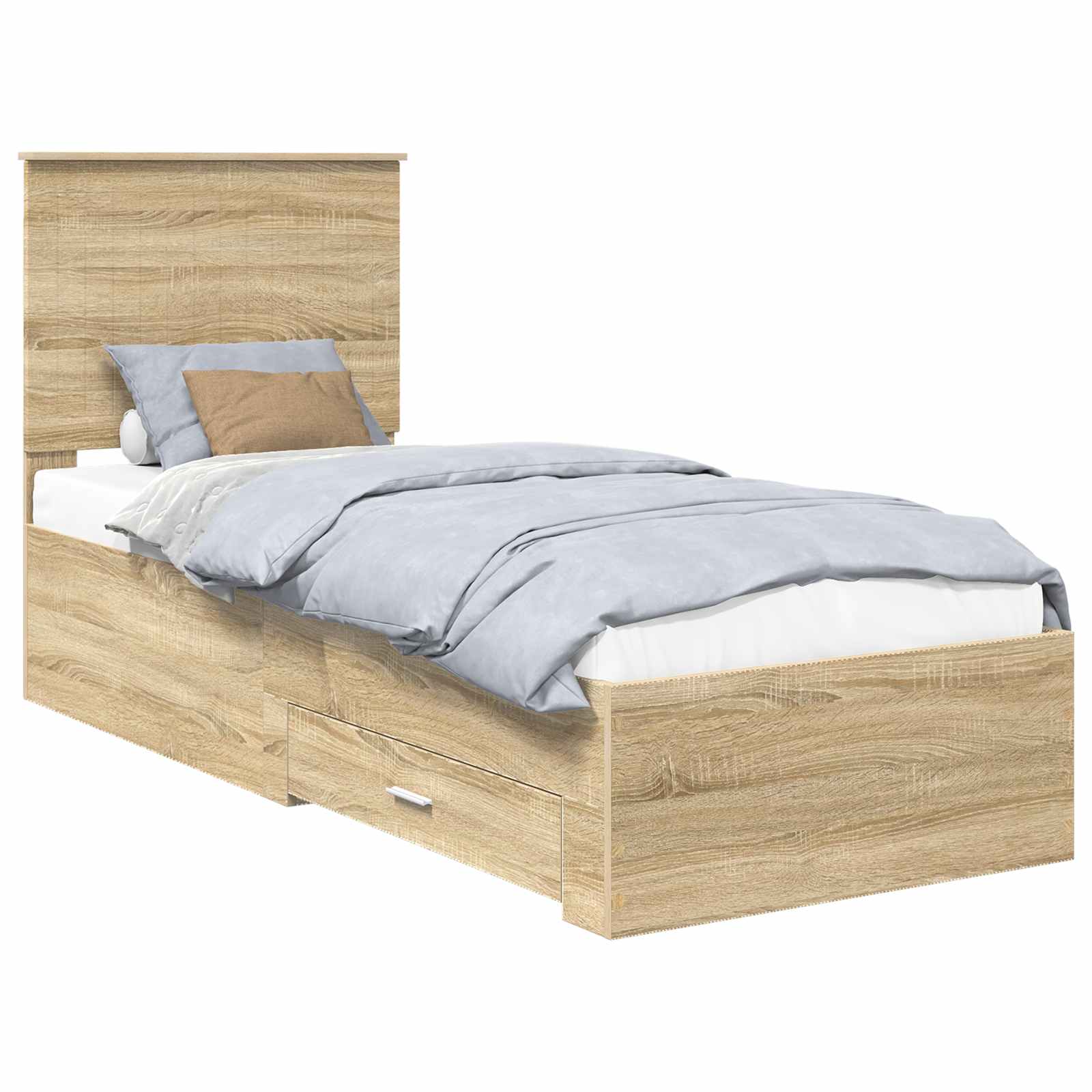 Estrutura da cama carvalho sonoma e prata 70 x 190 cm