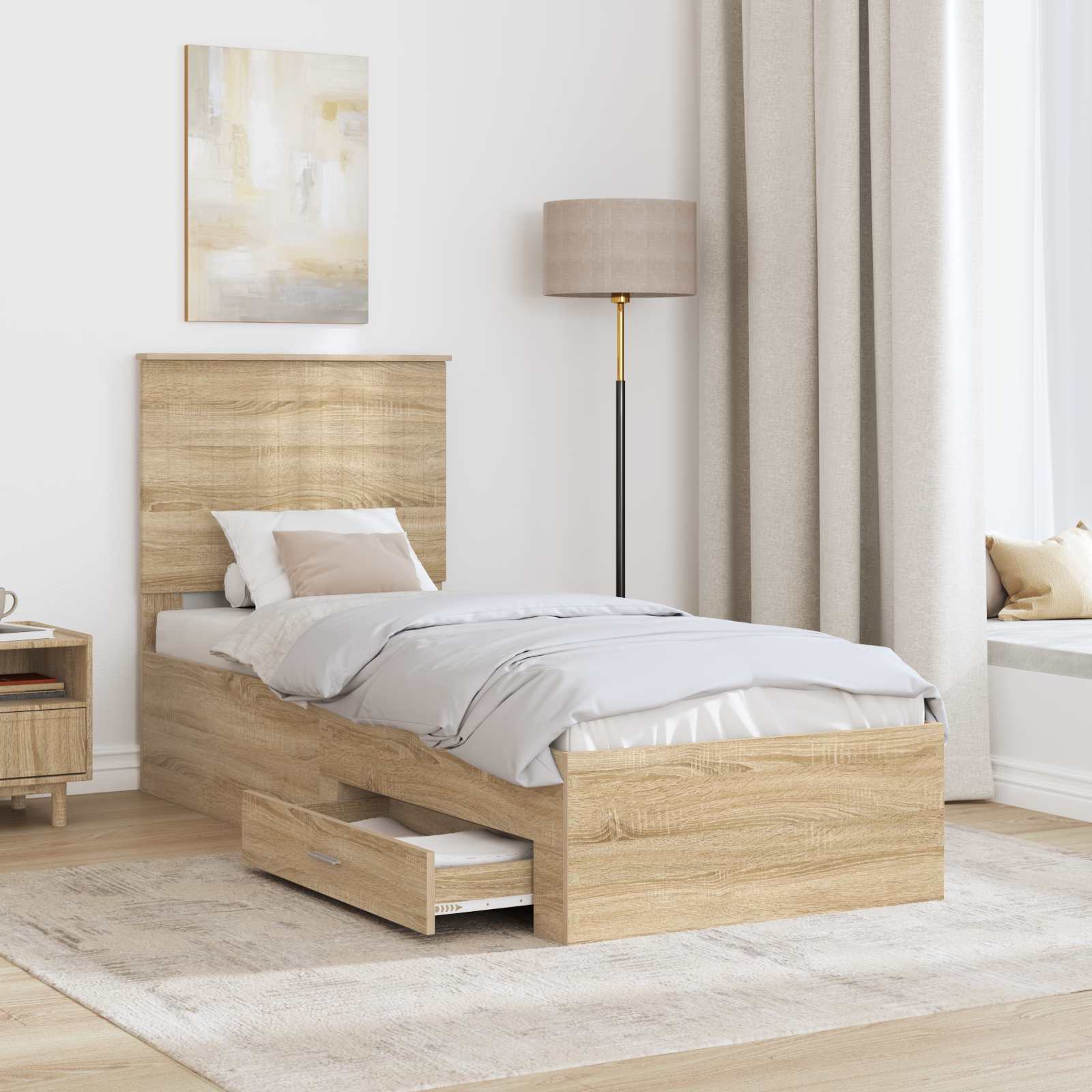 Estrutura da cama carvalho sonoma e prata 70 x 190 cm