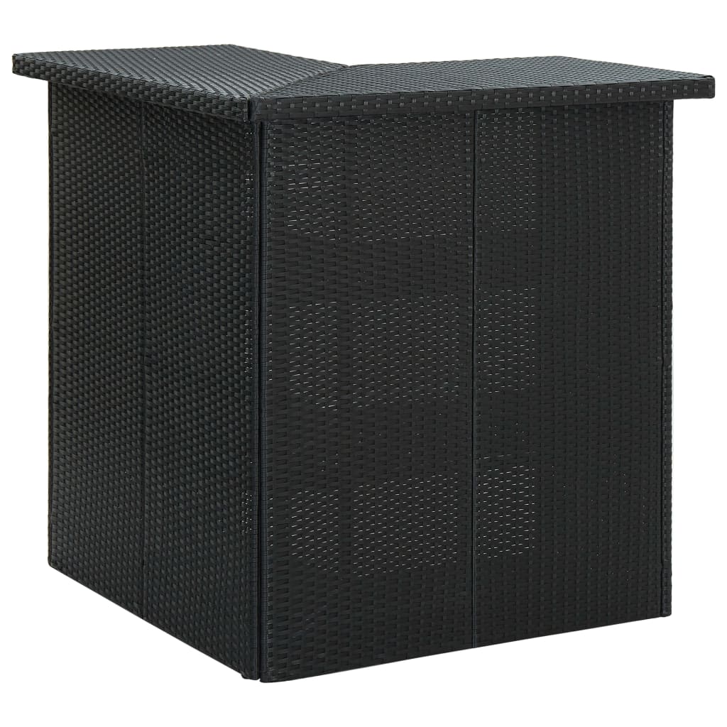 4 Pcs conjunto de bar p/ jardim com almofadões vime PE preto
