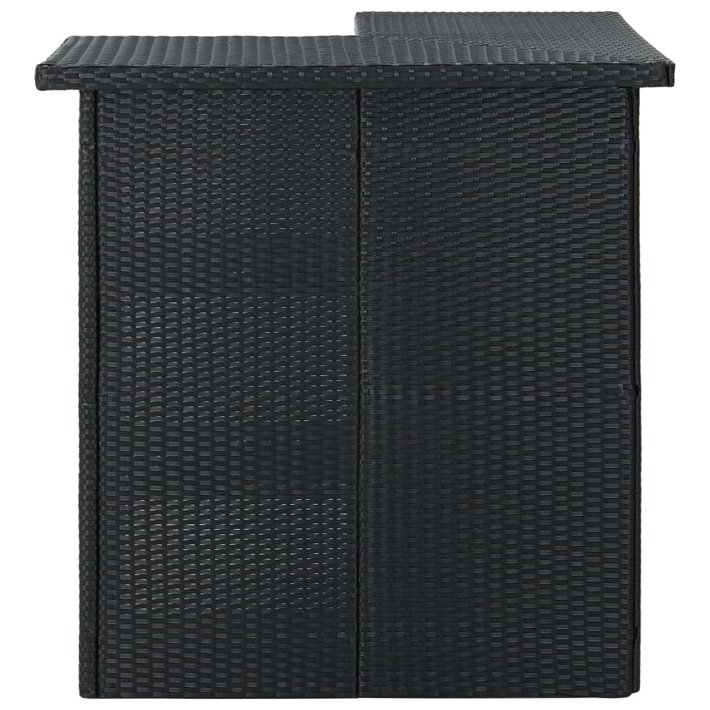4 Pcs conjunto de bar p/ jardim com almofadões vime PE preto