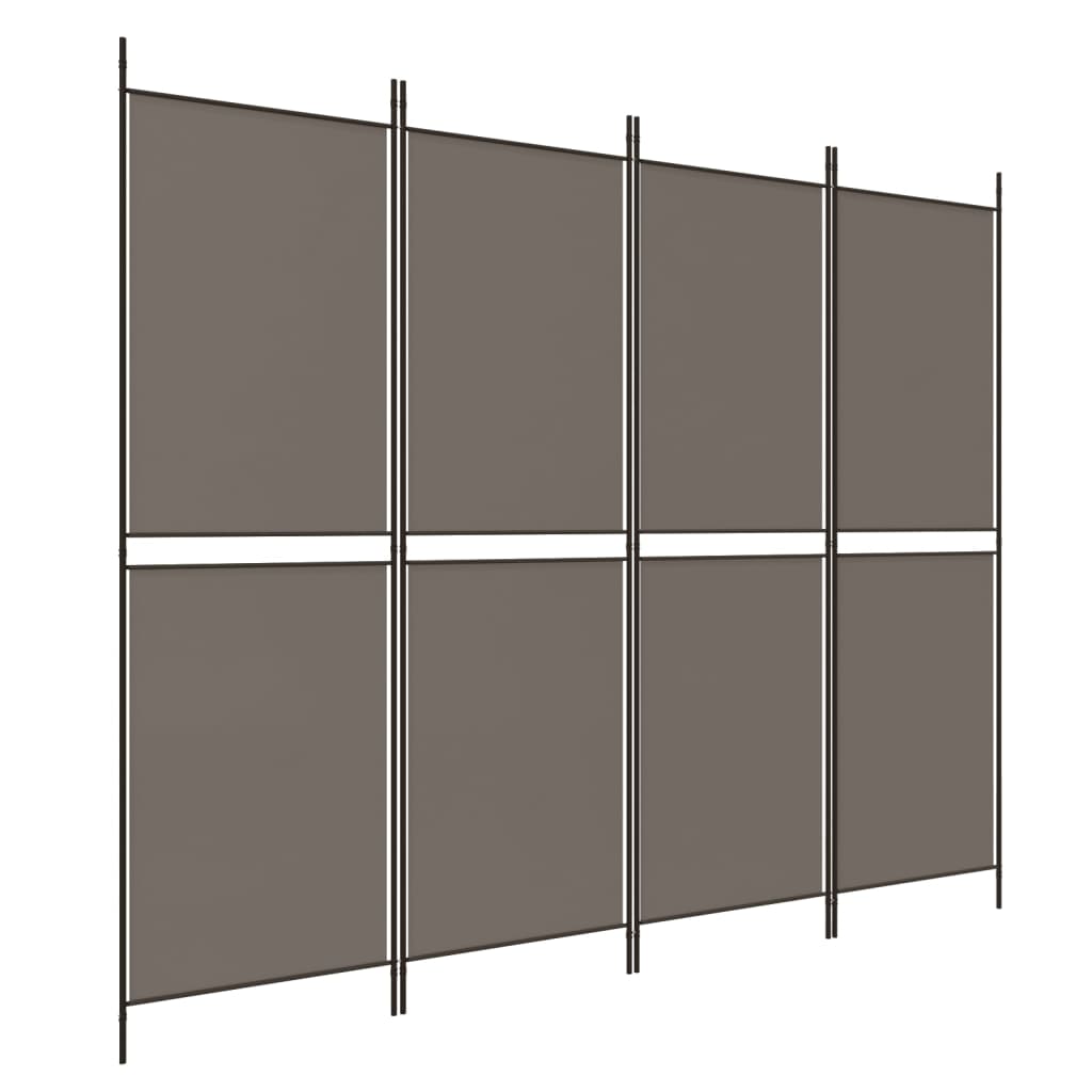 Biombo/divisória com 4 painéis 200x180 cm tecido antracite