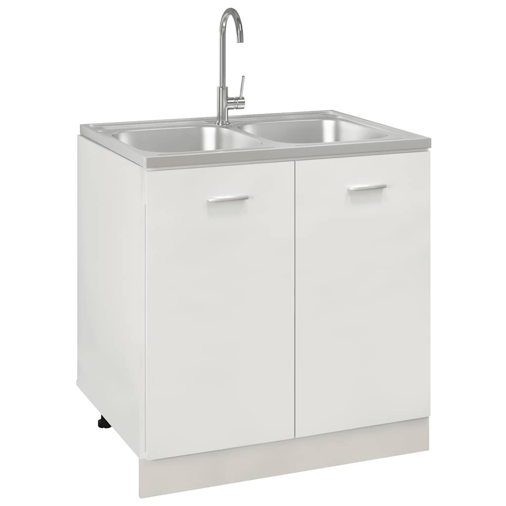 Lava-louça cozinha + cuba dupla 800x600x155mm aço inox prateado