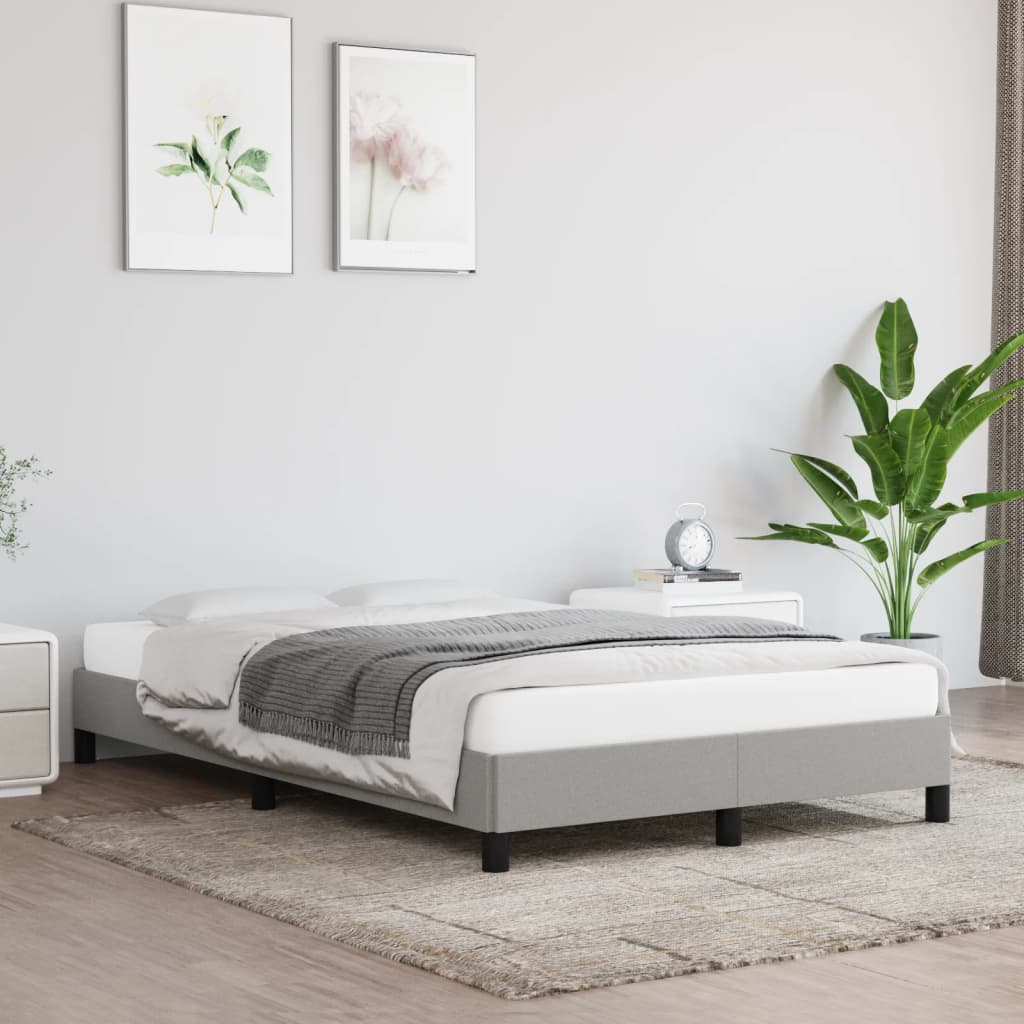 Estrutura de cama sem colchão 120x200 cm tecido cinzento-claro