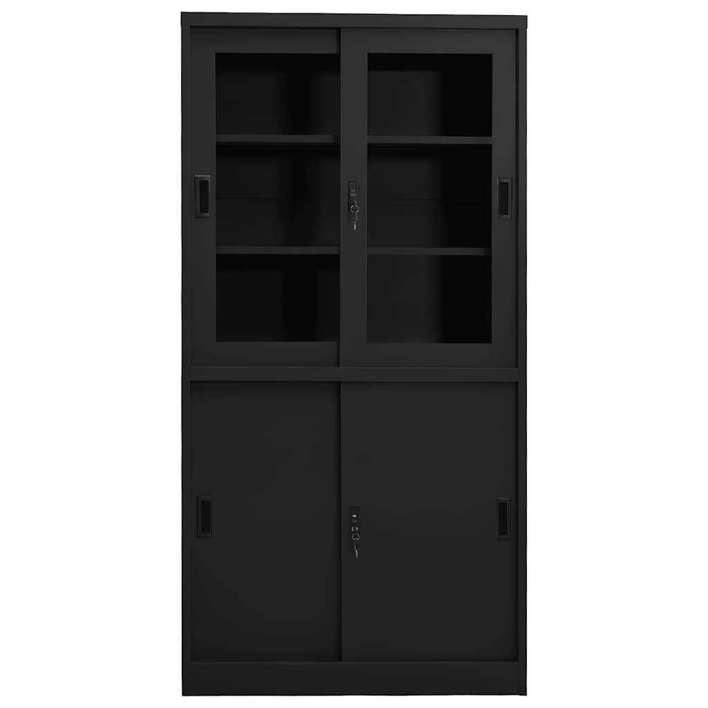 Armário escritório porta deslizante 90x40x180 cm aço antracite
