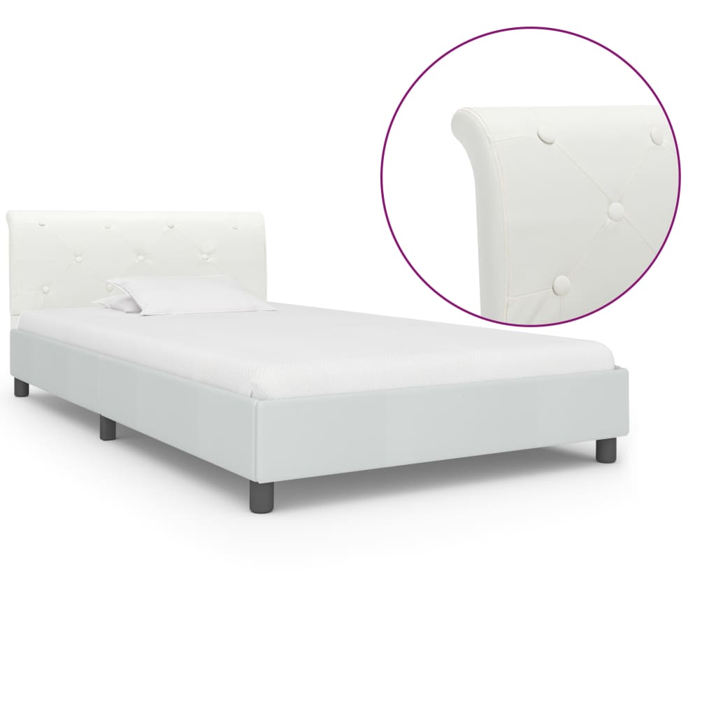 Estrutura de cama 100x200 cm couro artificial branco