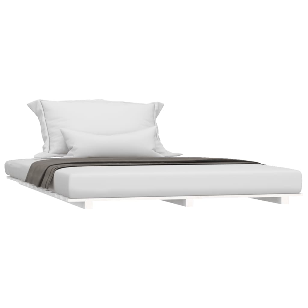 Estrutura de cama 140x190 cm madeira de pinho maciça branco