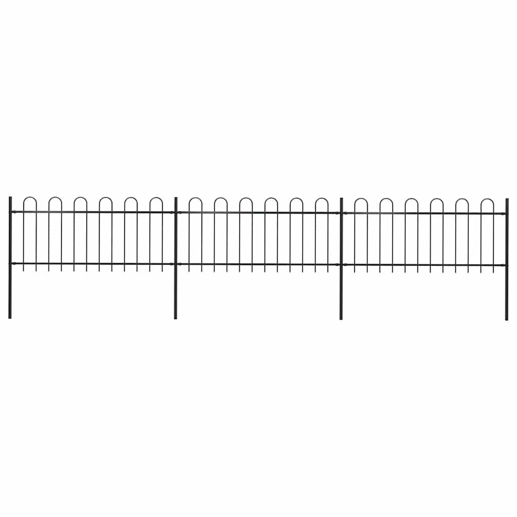 Cerca de jardim com arco superior em aço 504x80 cm preta