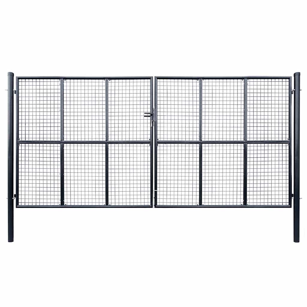 Portão de jardim em tela de aço galvanizado 400x200 cm cinza