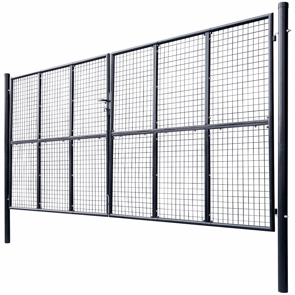 Portão de jardim em tela de aço galvanizado 400x200 cm cinza
