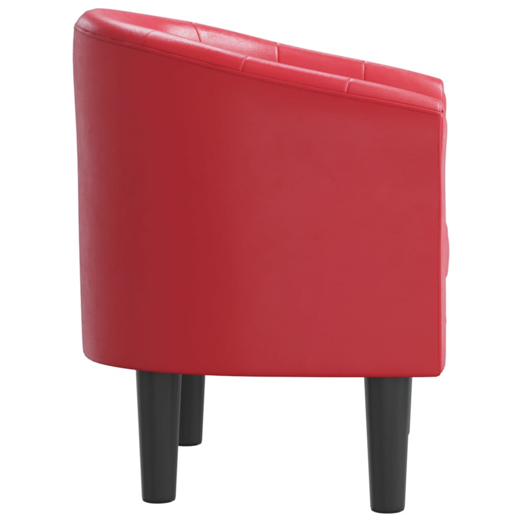 Poltrona couro artificial vermelho
