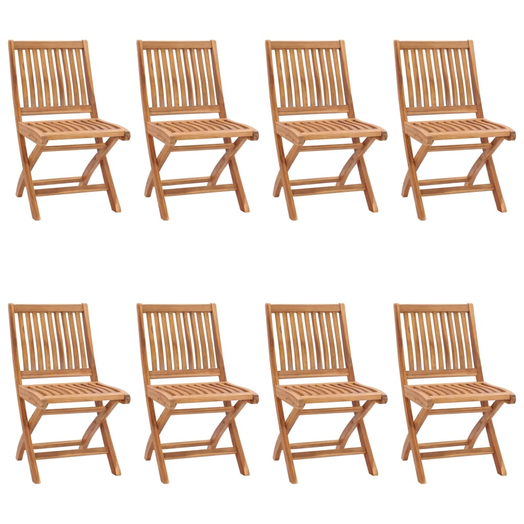 Cadeiras de jardim dobráveis c/ almofadões 8 pcs teca maciça