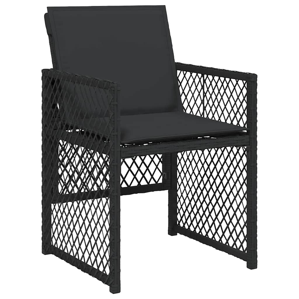 9 Pcs conjunto de jantar p/ jardim c/ almofadões vime PE preto