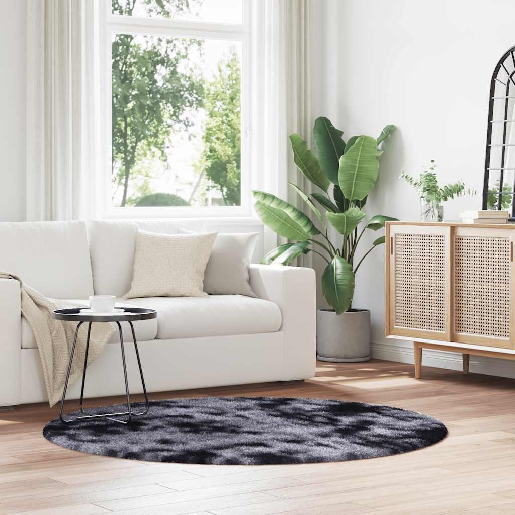 Tapete shaggy de pelo alto navarra 160x160 cm cinzento-escuro
