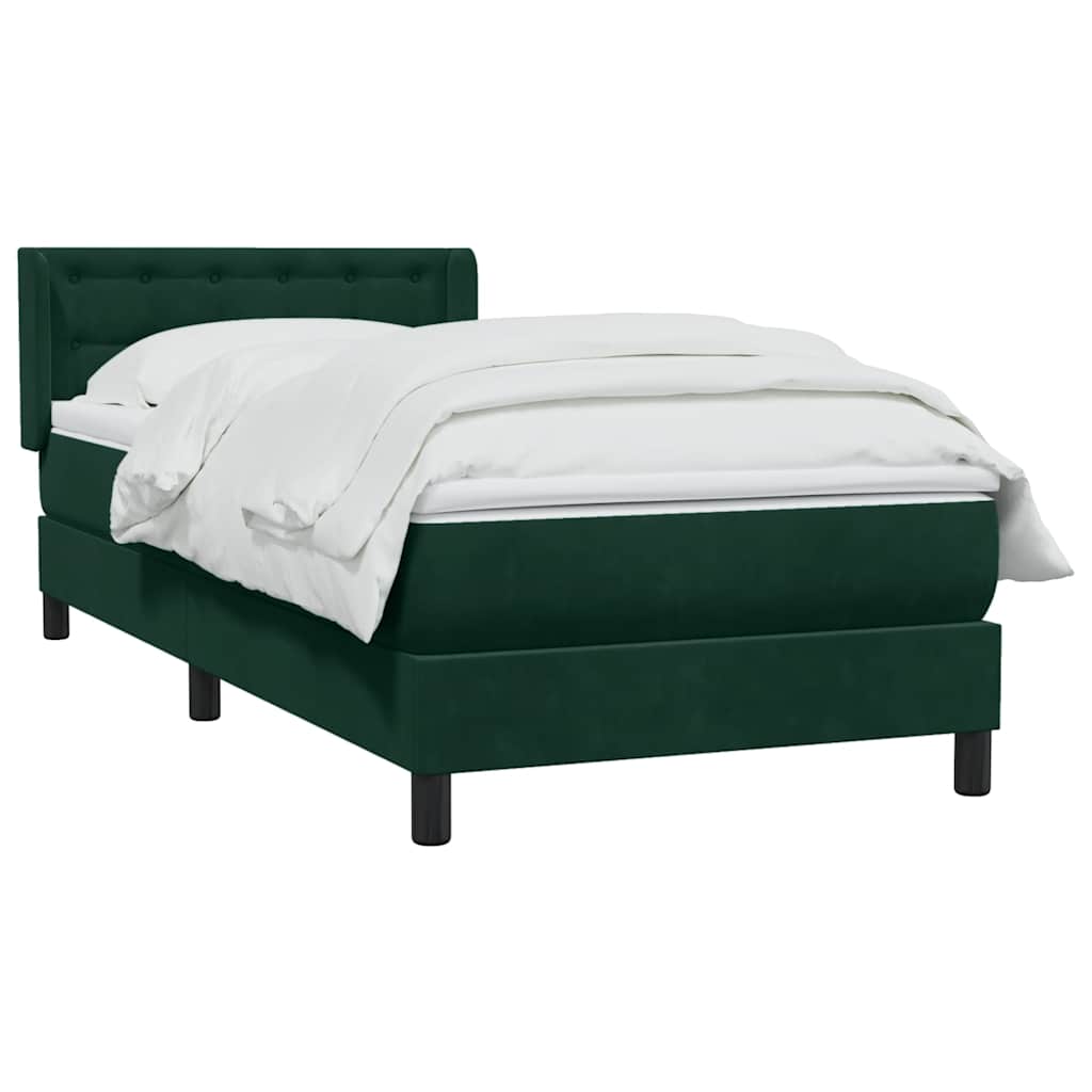 Cama com molas/colchão verde-escuro 80x220 cm veludo