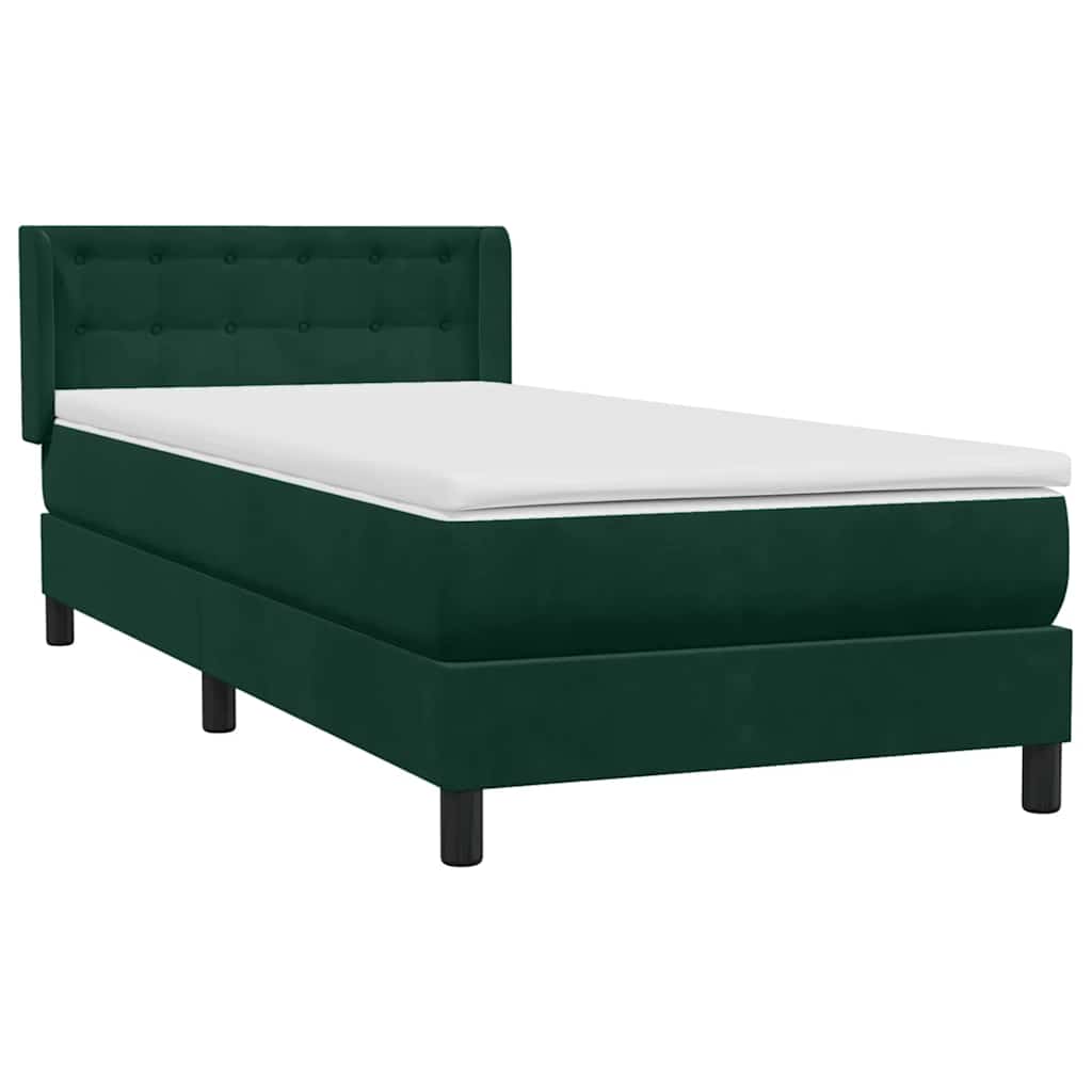 Cama com molas/colchão verde-escuro 80x220 cm veludo