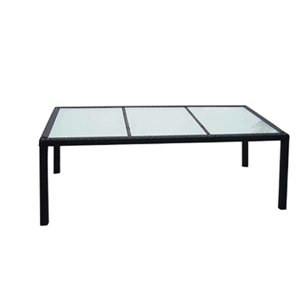 9 Pcs conjunto jantar exterior com almofadões vime PE preto