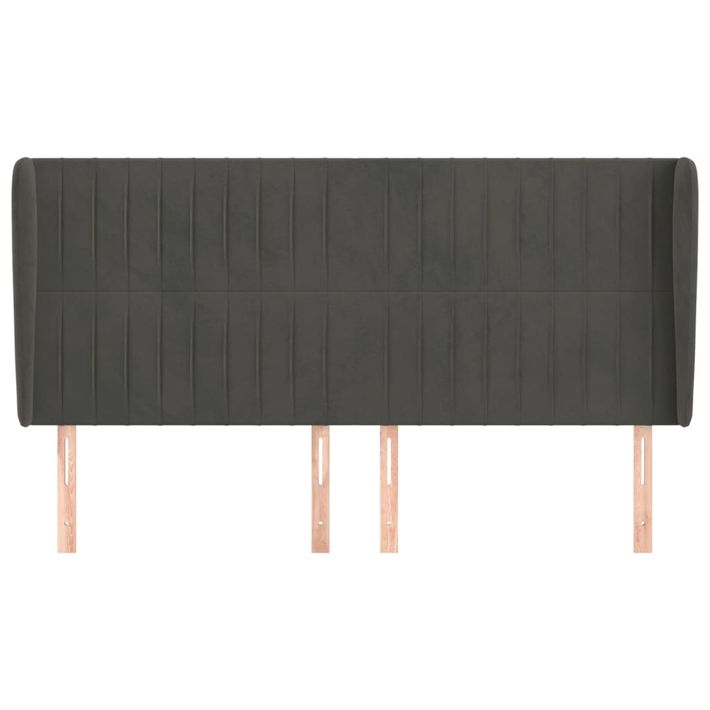 Cabeceira cama c/ abas veludo 183x23x118/128 cm cinzento-escuro