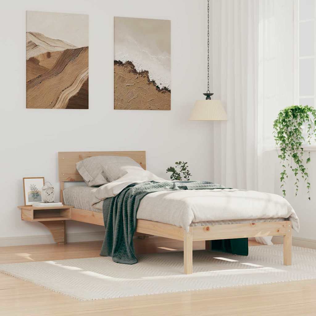 Estrutura da cama com cabeceira castanho 75 x 190 cm