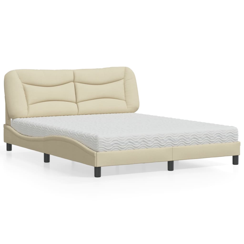 Cama com colchão hvar 160x200 cm tecido cor creme