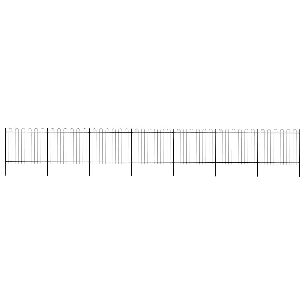 Cerca de jardim com arco superior em aço 1172x150 cm preta