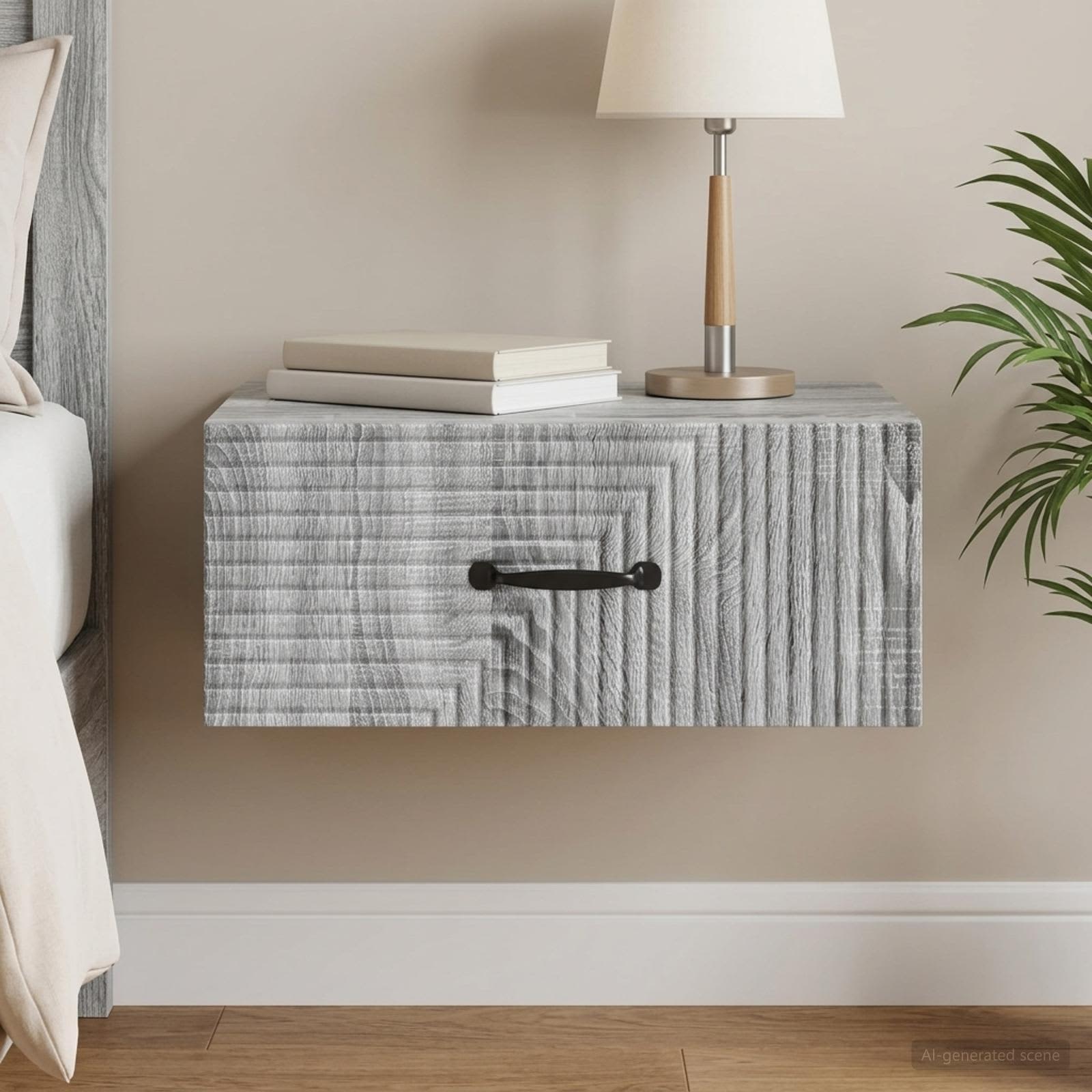 Gabinete de canto montado na parede com gaveta sonoma cinzento