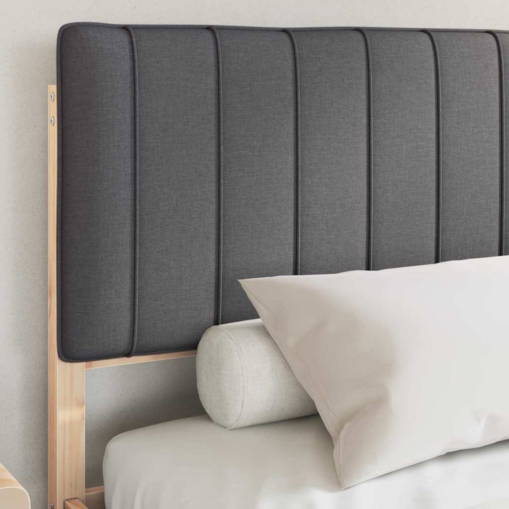 Estrutura de cama com cabeceira estofada cinza escuro