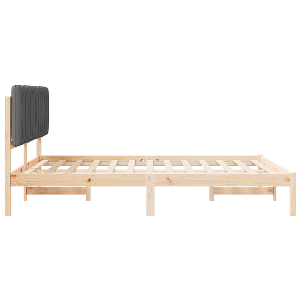 Estrutura de cama com cabeceira estofada cinza escuro