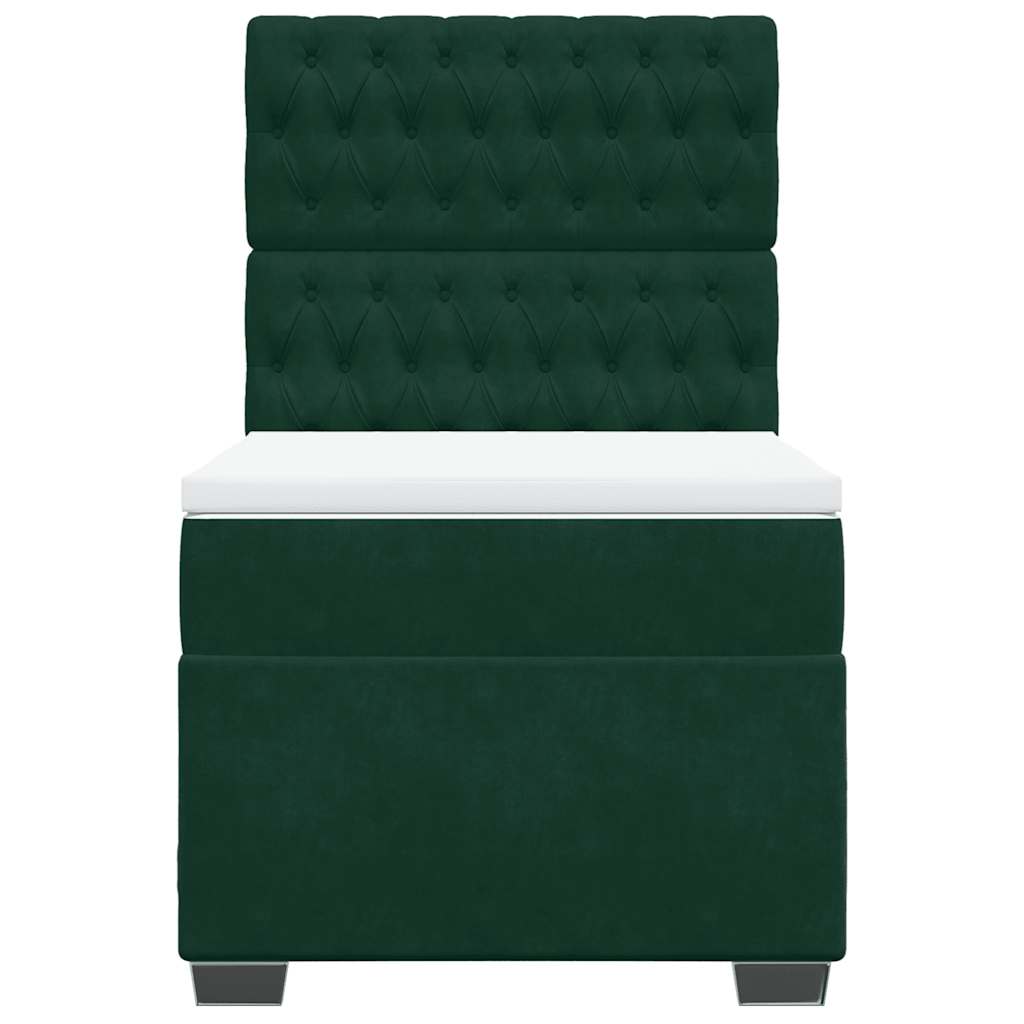 Cama com molas/colchão 100x200 cm veludo verde-escuro