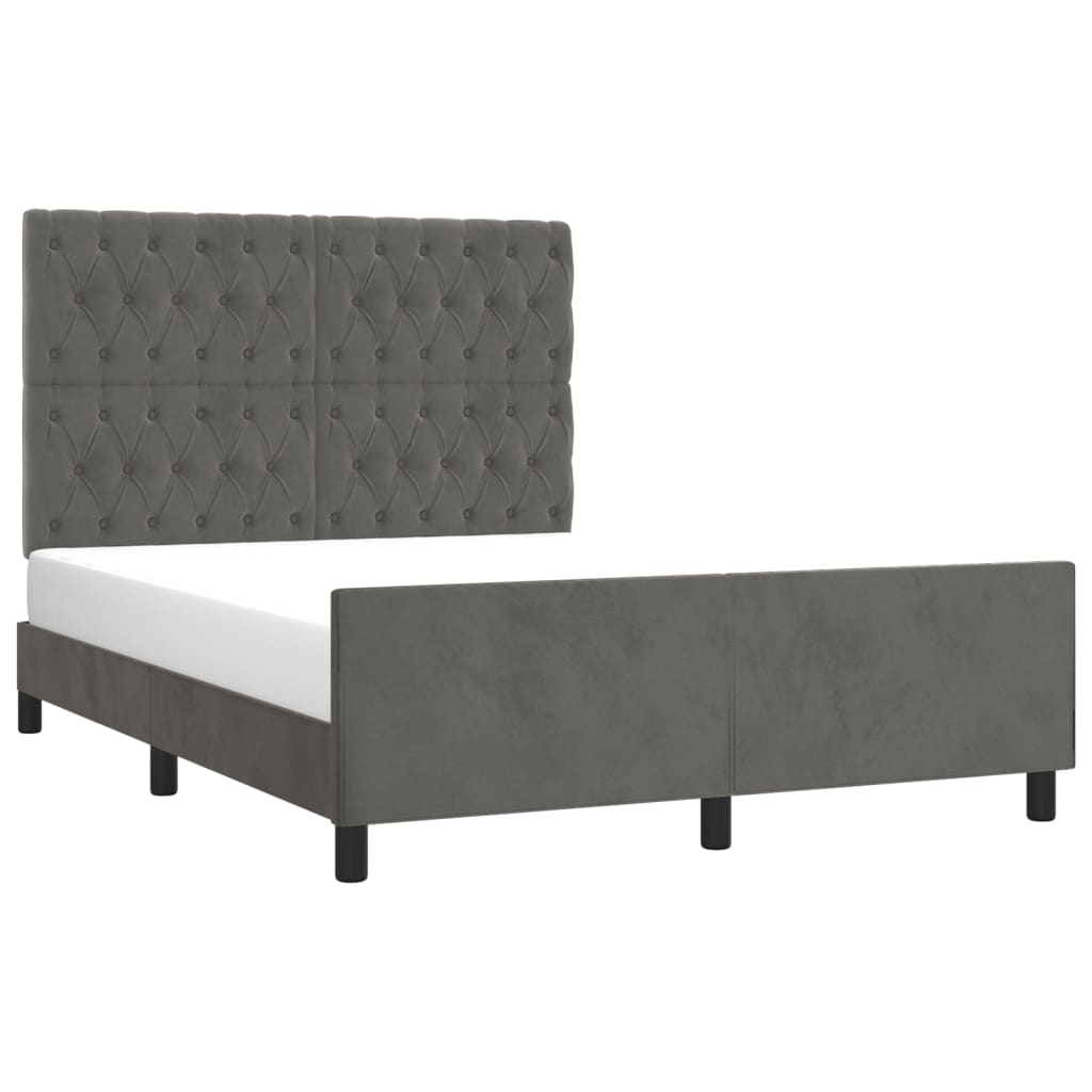 Estrutura de cama sem colchão 140x200 cm veludo cinzento-escuro