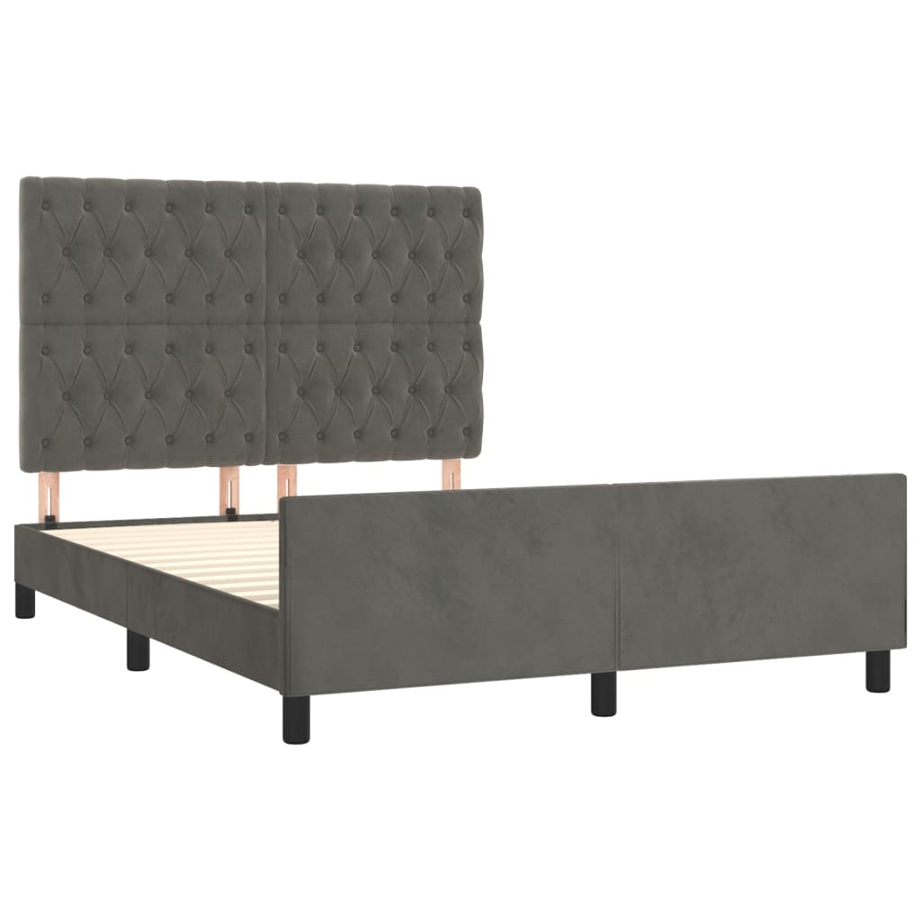 Estrutura de cama sem colchão 140x200 cm veludo cinzento-escuro