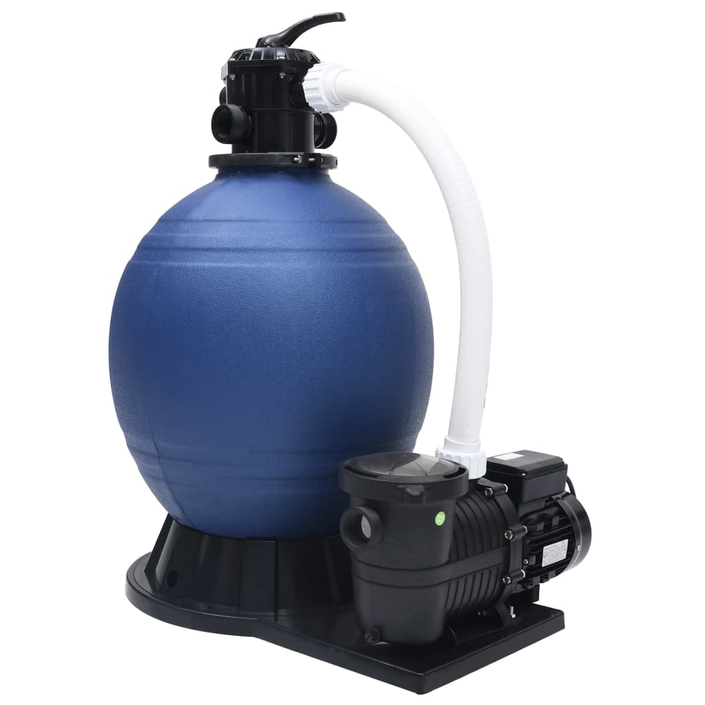 Filtro de areia válvula 7 posições e bomba 1000 w azul e preto