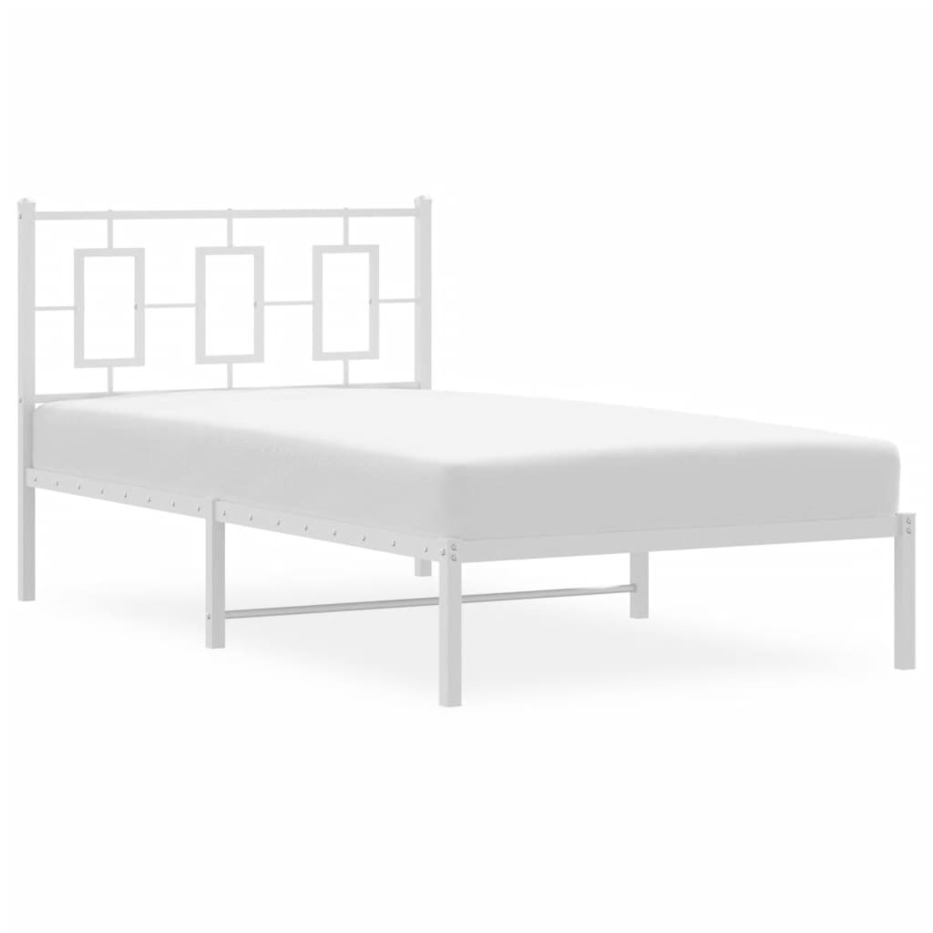 Estrutura de cama com cabeceira 100x190 cm metal branco