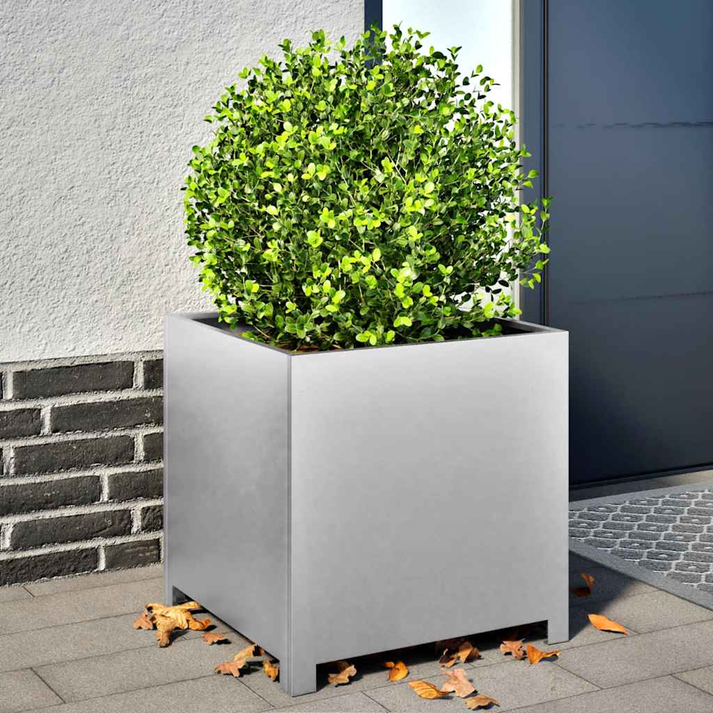 Vaso/floreira de jardim 50x50x50 cm aço galvanizado