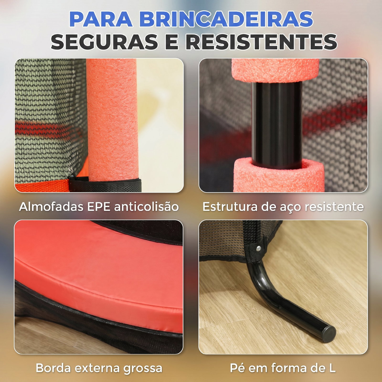 Trampolim para crianças com rede de segurança e estrutura de aço para interiores e exteriores carga 50 kg ø163x190 cm vermelho