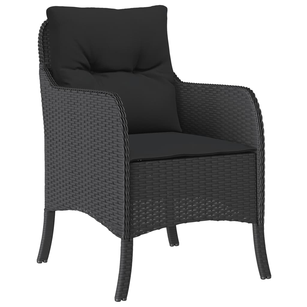 5 Pcs conjunto de jantar p/ jardim c/ almofadões vime PE preto
