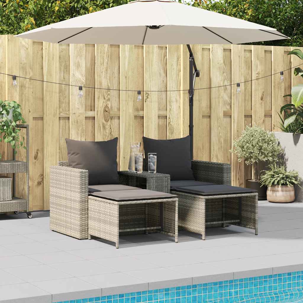 5 Pcs conjunto sofás de jardim c/ almofadões empilhável vime PE